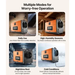 VEVOR 180 Pints Commercial Dehumidifier with Pump/Drain Hoses, Portable Crawl Space Dehumidifiers for Basement Storage Room Industrial Grade, Auto Defrost, Heavy-duty LLDPE,Foldable Handle