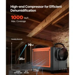 VEVOR 190 Pints Commercial Dehumidifier with Drain Hose for Crawl Spaces, Basements Warehouse & Job Sites, Large Capacity Dehumidifier for Water Damage Restoration, Auto Defrost, CSA Listed