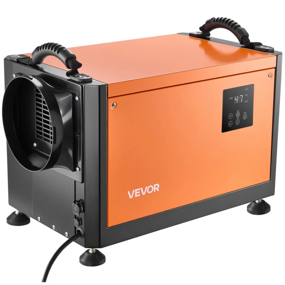 VEVOR 70 Pints Commercial Dehumidifier with Drain Hose, Portable Crawl Space Dehumidifiers for Basement Storage Room Industrial, Auto Defrost/Drainage, Heavy-duty Galvanized Steel, LED Indicate