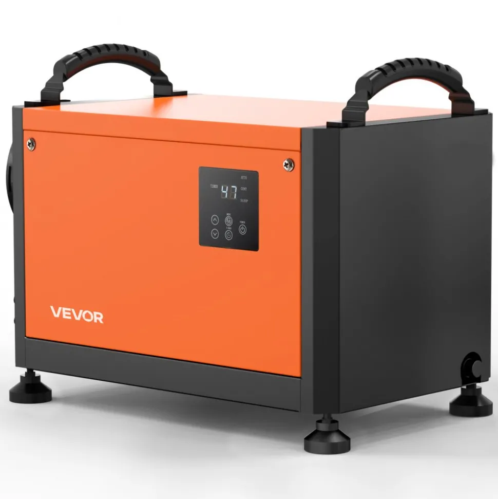 VEVOR 70 Pints Commercial Dehumidifier with Drain Hose, Portable Crawl Space Dehumidifiers for Basement Storage Room Industrial, Auto Defrost/Drainage, Heavy-duty Galvanized Steel, LED Indicate