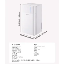 VEVOR 30 Pints Dehumidifier for Home & Basement, Drain Hose for Commercial & Industrial Use, Smart Humidity Control, Low Noise for Large Rooms, Warehouses, Bedrooms & Storage, Large Coverage,White