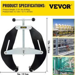VEVOR Pipe Clamp, 2 to 6 in, High Strength Ultra Clamp with Quick Acting Screws, Steel Pipe Alignment Tool with Lightweight Design, Black