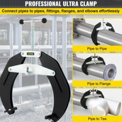 VEVOR Pipe Clamp, 2 to 6 in, High Strength Ultra Clamp with Quick Acting Screws, Steel Pipe Alignment Tool with Lightweight Design, Black