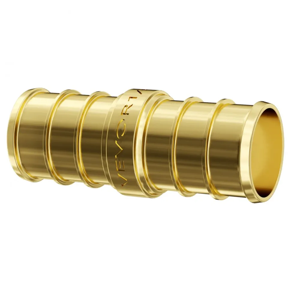 VEVOR Pipe Fittings, 1/2" 50PCS Brass Pipe Fittings, Clamp-style Straight-Through Pipe Connector Brass Air Fittings, Heavy Duty Plumbing Fittings Tube Adapter for Heating/Shower Systems,Water Pipes