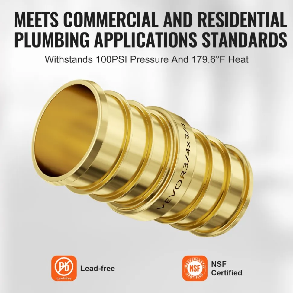 VEVOR Pipe Fittings, 3/4" 12PCS Brass Pipe Fittings, Clamp-style 3/4 NPT Pipe Connector Brass Air Fittings, Heavy Duty Plumbing Fittings NPT Adapter for Heating/Shower Systems, Water Pipes