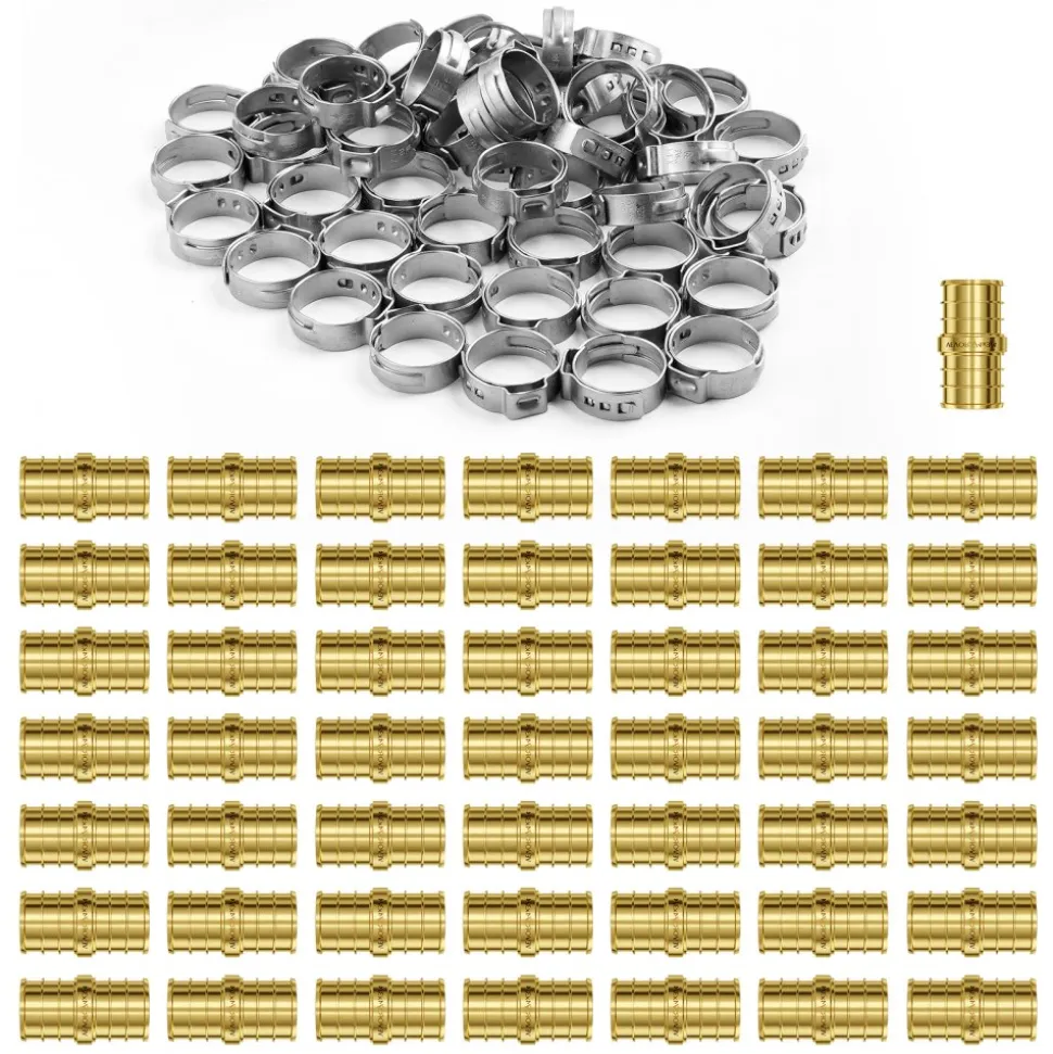 VEVOR Pipe Fittings, 3/4" 12PCS Brass Pipe Fittings, Clamp-style 3/4 NPT Pipe Connector Brass Air Fittings, Heavy Duty Plumbing Fittings NPT Adapter for Heating/Shower Systems, Water Pipes