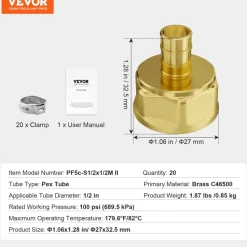 VEVOR Pipe Fittings, 1/2