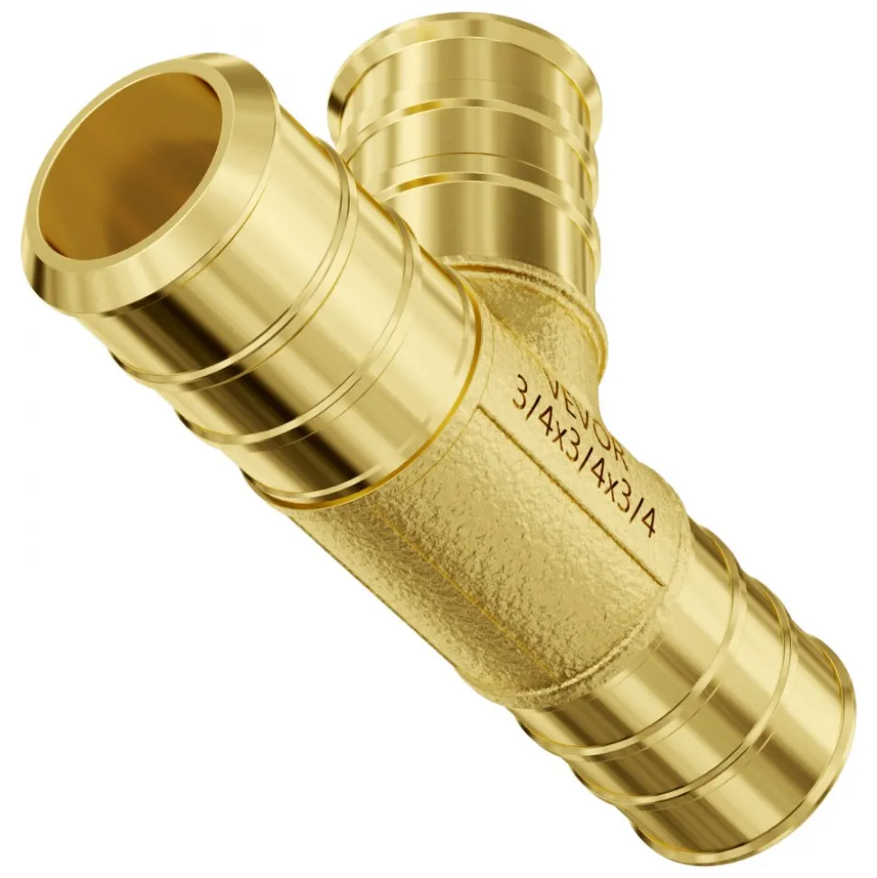 VEVOR Pipe Fittings, 3/4" 45PCS (15xStraight, 15xElbows, 15xTees) Brass Pipe Fittings, Push-Fit Pipe Connector Brass Air Fittings, Plumbing Fittings Adapter for Heating/Shower Systems, Water Pipes