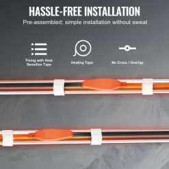 VEVOR Pipe Heating Cable, 6FT 7W/FT Heat Tape for Pipes with Built-in Thermostat, Water Pipe Heat Cable Protects PVC Hose, Metal and Plastic Pipe from Freezing