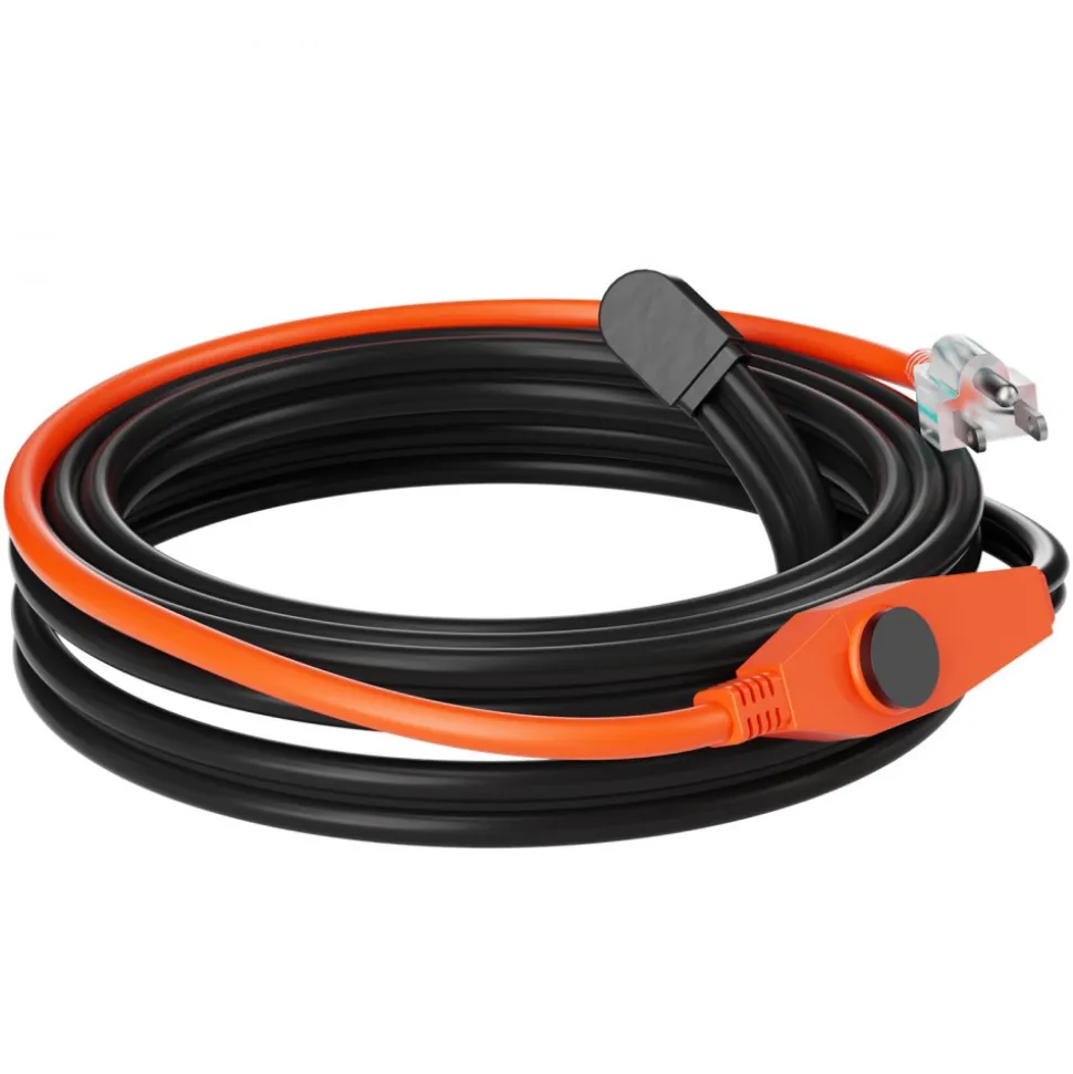 VEVOR Pipe Heating Cable, 18FT 7W/FT Heat Tape for Pipes with Built-in Thermostat, Water Pipe Heat Cable Protects PVC Hose, Metal and Plastic Pipe from Freezing