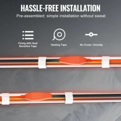 VEVOR Pipe Heating Cable, 18FT 7W/FT Heat Tape for Pipes with Built-in Thermostat, Water Pipe Heat Cable Protects PVC Hose, Metal and Plastic Pipe from Freezing