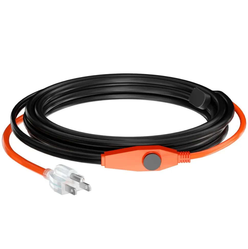 VEVOR Pipe Heating Cable, 18FT 7W/FT Heat Tape for Pipes with Built-in Thermostat, Water Pipe Heat Cable Protects PVC Hose, Metal and Plastic Pipe from Freezing