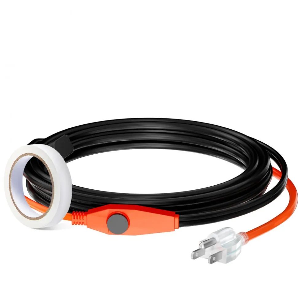 VEVOR Pipe Heating Cable, 18FT 7W/FT Heat Tape for Pipes with Built-in Thermostat, Water Pipe Heat Cable Protects PVC Hose, Metal and Plastic Pipe from Freezing