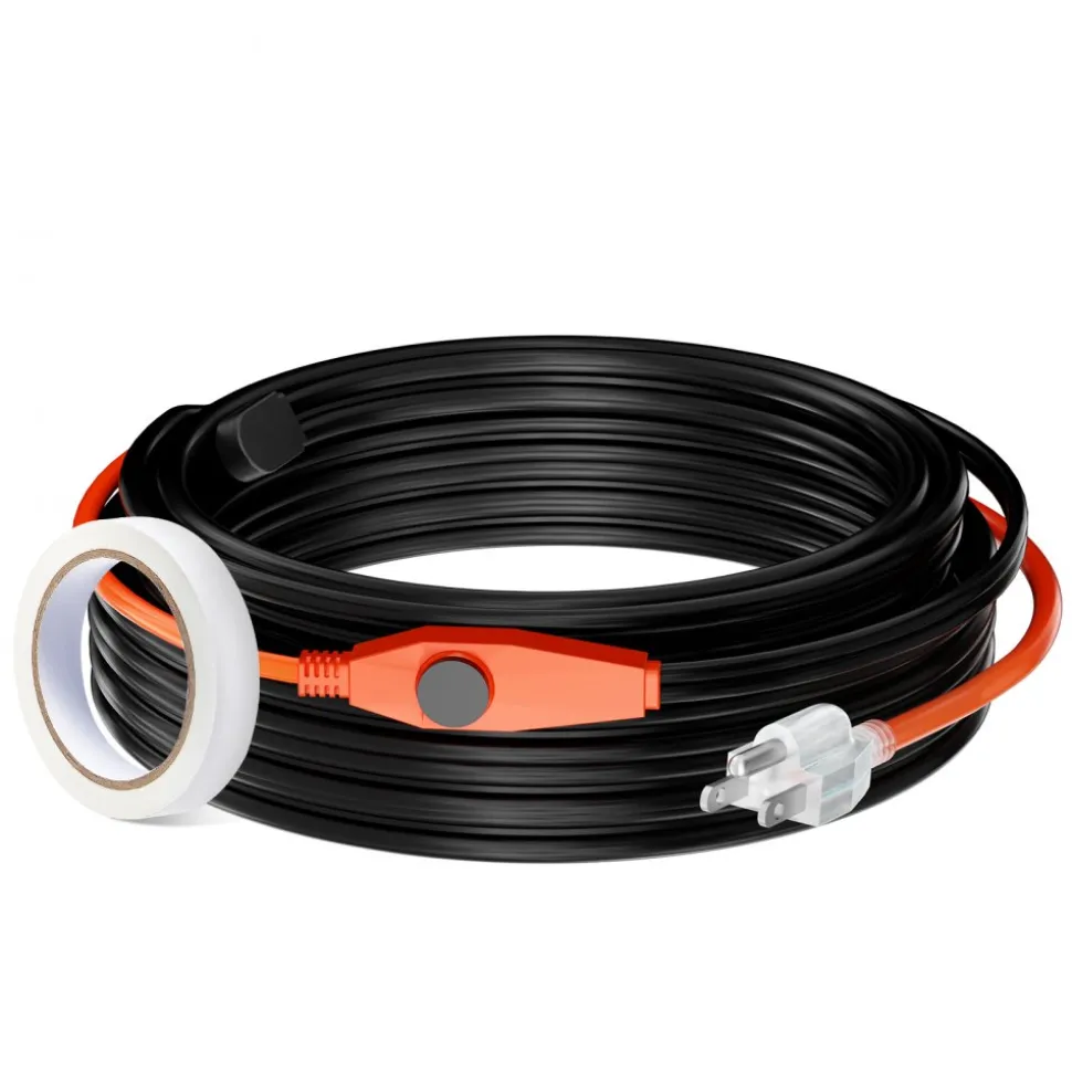 VEVOR Pipe Heating Cable, 80FT 7W/FT Heat Tape for Pipes with Built-in Thermostat, Water Pipe Heat Cable Protects PVC Hose, Metal and Plastic Pipe from Freezing