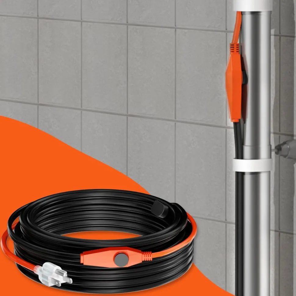 VEVOR Pipe Heating Cable, 80FT 7W/FT Heat Tape for Pipes with Built-in Thermostat, Water Pipe Heat Cable Protects PVC Hose, Metal and Plastic Pipe from Freezing