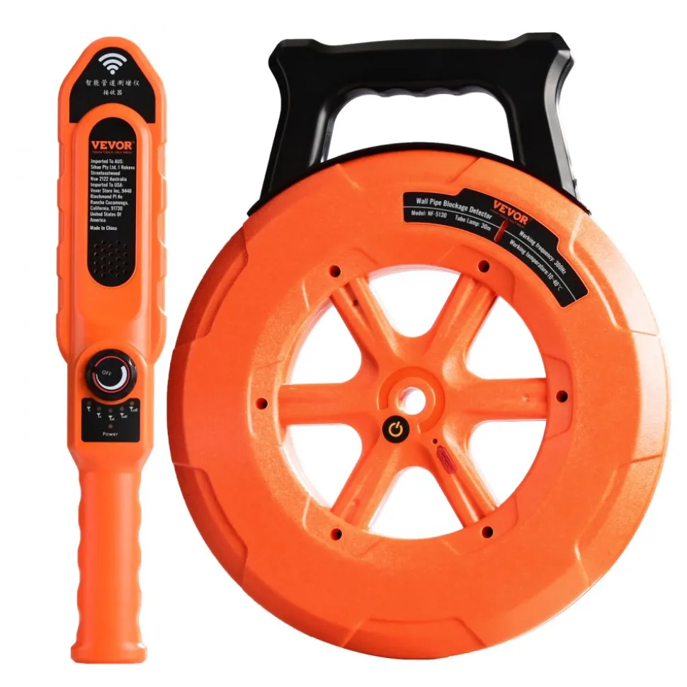 VEVOR Pipe Locators, 100ft/30m PVC Pipe Locators Underground, IP67 Waterproof Pipe Blockage Detector with Adjustable Sensitivity, Sewer Wall Scanner Plumbing Tool for PVC Plastic Metal Water Pipes