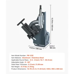 VEVOR Pipe Notcher, 1/2 to 2-inch Tubing Notcher with 0 to 60° Adjustable Angle, Pipe and Tube Notching Tool for Repair Shops, Home Projects, Metalworking