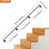 VEVOR Pipe Stair Handrail, 8FT Staircase Handrail, 440LBS Load Capacity Carbon Steel Pipe Handrail, Industrial Pipe Handrail with Wall Mount Support, Round Corner Wall Handrailings for Indoor, Outdoor