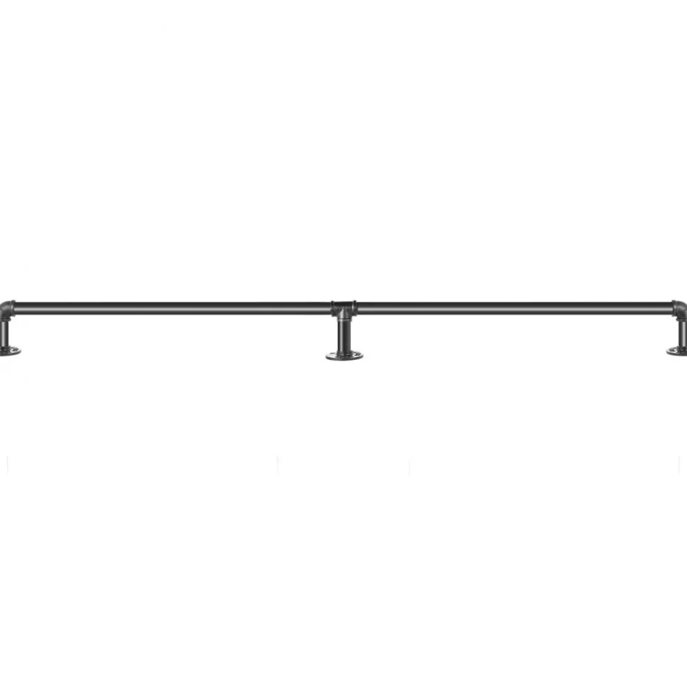 VEVOR Pipe Stair Handrail, 7FT Staircase Handrail, 440LBS Load Capacity Carbon Steel Pipe Handrail, Industrial Pipe Handrail with Wall Mount Support, Round Corner Wall Handrailings for Indoor, Outdoor