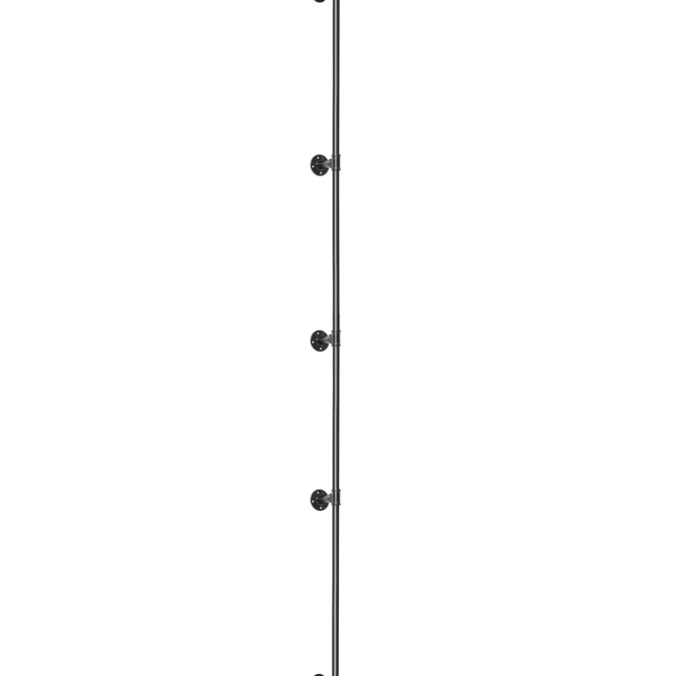VEVOR Pipe Stair Handrail, 13FT Staircase Handrail, 440LBS Load Capacity Carbon Steel Pipe Handrail, Industrial Pipe Handrail with Wall Mount Support, Round Corner Wall Handrailing for Indoor, Outdoor