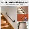 VEVOR Pipe Stair Handrail, 2FT Staircase Handrail, 440LBS Load Capacity Carbon Steel Pipe Handrail, Industrial Pipe Handrail with Wall Mount Support, Round Corner Wall Handrailings for Indoor, Outdoor