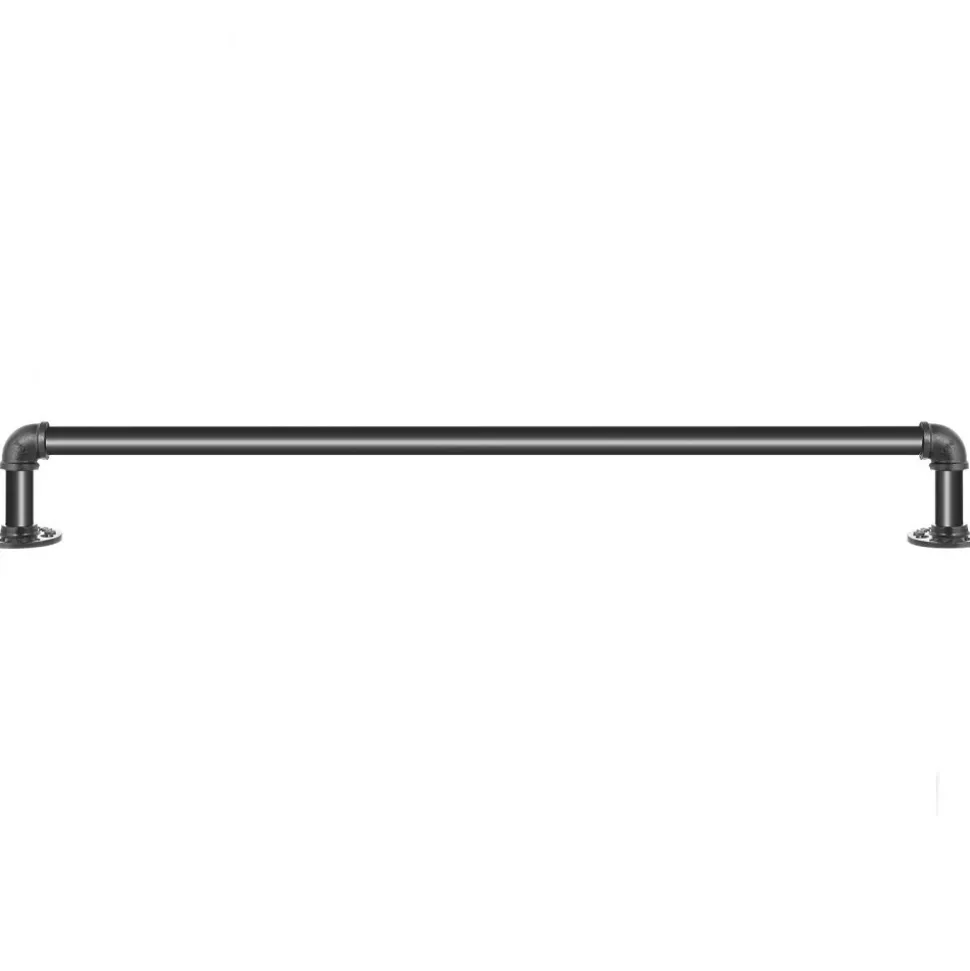 VEVOR Pipe Stair Handrail, 2FT Staircase Handrail, 440LBS Load Capacity Carbon Steel Pipe Handrail, Industrial Pipe Handrail with Wall Mount Support, Round Corner Wall Handrailings for Indoor, Outdoor