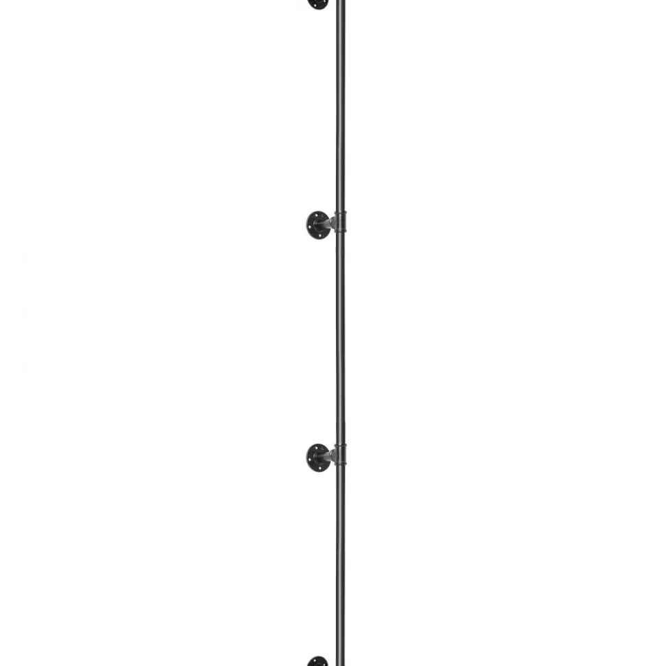 VEVOR Pipe Stair Handrail, 10FT Staircase Handrail, 440LBS Load Capacity Carbon Steel Pipe Handrail, Industrial Pipe Handrail with Wall Mount Support, Round Corner Wall Handrailing for Indoor, Outdoor