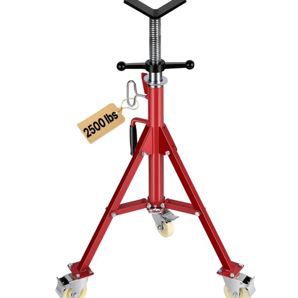 VEVOR Pipe Stand, V Head Pipe Stand Adjustable Height 28-52 Inch, 2500LBS Pipe Stands with Casters, Folding Portable Pipe Stands for 1/8 to 12 Inch Pipe Supporting