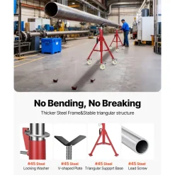 VEVOR Pipe Stand, V Head Pipe Stand Adjustable Height 28-52 Inch, 2500LBS Pipe Stands with Casters, Folding Portable Pipe Stands for 1/8 to 12 Inch Pipe Supporting