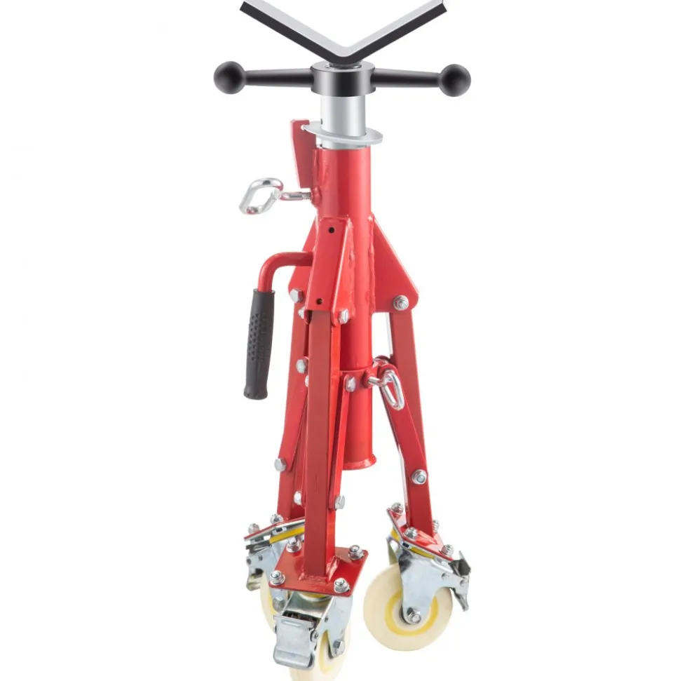 VEVOR Pipe Stand, V Head Pipe Stand Adjustable Height 20-37 Inch, 2500LBS Pipe Stands with Casters, Folding Portable Pipe Stands for 1/8 to 12 Inch Pipe Supporting
