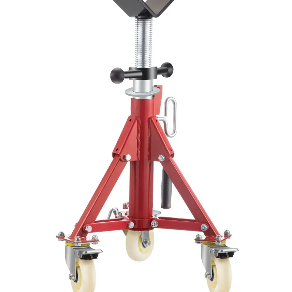 VEVOR Pipe Stand, V Head Pipe Stand Adjustable Height 20-37 Inch, 2500LBS Pipe Stands with Casters, Folding Portable Pipe Stands for 1/8 to 12 Inch Pipe Supporting