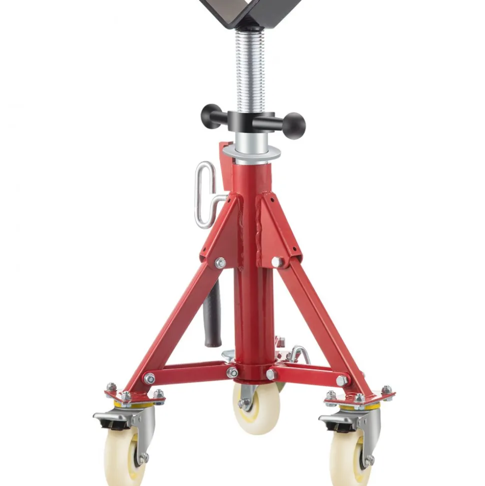 VEVOR Pipe Stand, V Head Pipe Stand Adjustable Height 20-37 Inch, 2500LBS Pipe Stands with Casters, Folding Portable Pipe Stands for 1/8 to 12 Inch Pipe Supporting