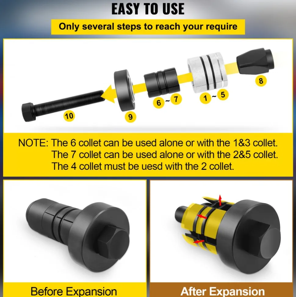 VEVOR Pipe Stretcher Kit, Exhaust Pipe Stretcher Kit 1-5/8" to 4-1/4", Exhaust Pipe Expander Kit for Tail Pipe Tube, Exhaust Pipe Expander Tool with Storing Case, 7 Pcs Pipe Expander, Exhaust Stretc
