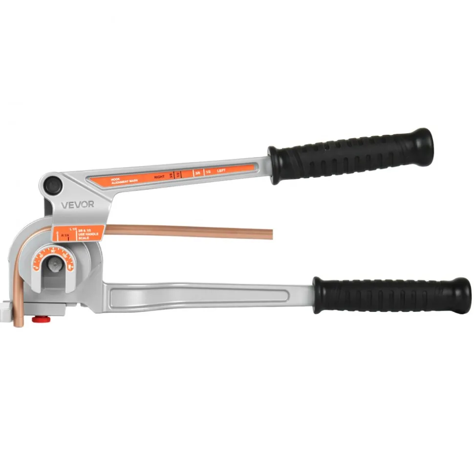 VEVOR Pipe Tube Bender, 1/4", 3/8", 1/2" (12.7mm) OD, 3 in 1 Manual Level Tube Bender, 180° Copper Aluminum Pipes Bending Tool for Automotive Repair, HVAC Air Conditioning