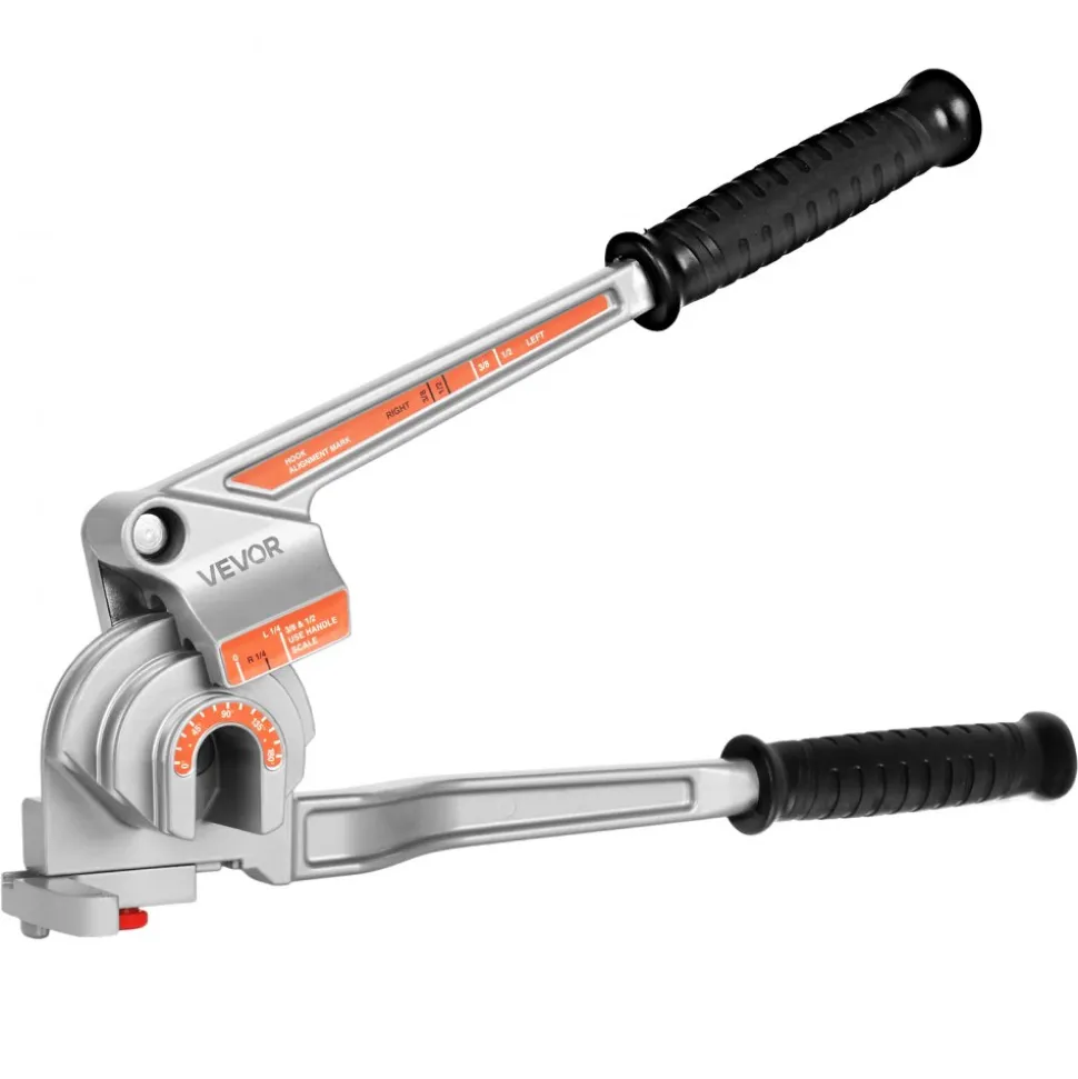 VEVOR Pipe Tube Bender, 1/4", 3/8", 1/2" (12.7mm) OD, 3 in 1 Manual Level Tube Bender, 180° Copper Aluminum Pipes Bending Tool for Automotive Repair, HVAC Air Conditioning
