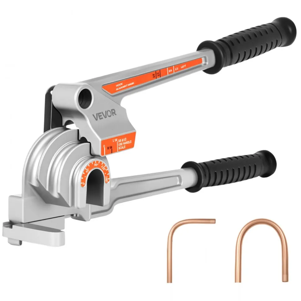 VEVOR Pipe Tube Bender, 1/4", 3/8", 1/2" (12.7mm) OD, 3 in 1 Manual Level Tube Bender, 180° Copper Aluminum Pipes Bending Tool for Automotive Repair, HVAC Air Conditioning