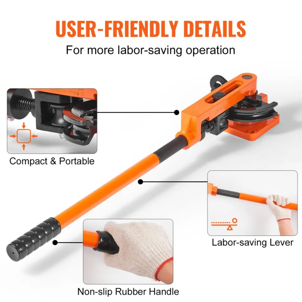 VEVOR Pipe Tube Bender, 3/8" to 1" OD Manual Pipe Tube Bender with 7 Bending Dies, 180° Copper Aluminum Pipes Bending Tools for HVAC Air Conditioning Refrigerator Auto Repair