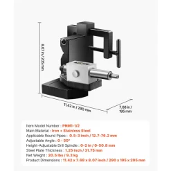 VEVOR Pipe Tube Notcher, 1/2 to 3-inch Tubing Notcher with 0 to 50° Adjustable Angle, Pipe and Tube Notching Tool for Repair Shops, Home Projects, Metalworking
