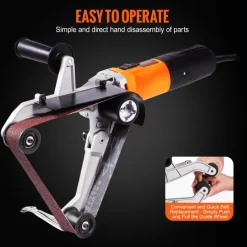 VEVOR Pipe Tube Polisher Sander, 1000W Pipe Belt Sander with 6 Variable Speeds 1100-3200rpm, Professional Belt Sander Grinding Machine with 3PCS Sanding Belts for Burnishing Finishing Rust Removal