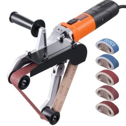 VEVOR Pipe Tube Polisher Sander, 1000W Pipe Belt Sander with 6 Variable Speeds 1100-3200rpm, Professional Belt Sander Grinding Machine with 100PCS Sanding Belts for Burnishing Finishing Rust Removal