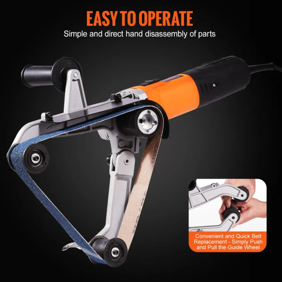 VEVOR Pipe Tube Polisher Sander, 1000W Pipe Belt Sander with 6 Variable Speeds 1100-3200rpm, Professional Belt Sander Grinding Machine with 50PCS Sanding Belts for Burnishing Finishing Rust Removal