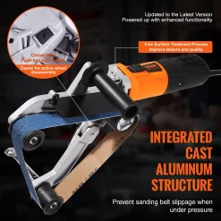 VEVOR Pipe Tube Polisher Sander, 1000W Pipe Belt Sander with 6 Variable Speeds 1100-3200rpm, Professional Belt Sander Grinding Machine with 50PCS Sanding Belts for Burnishing Finishing Rust Removal