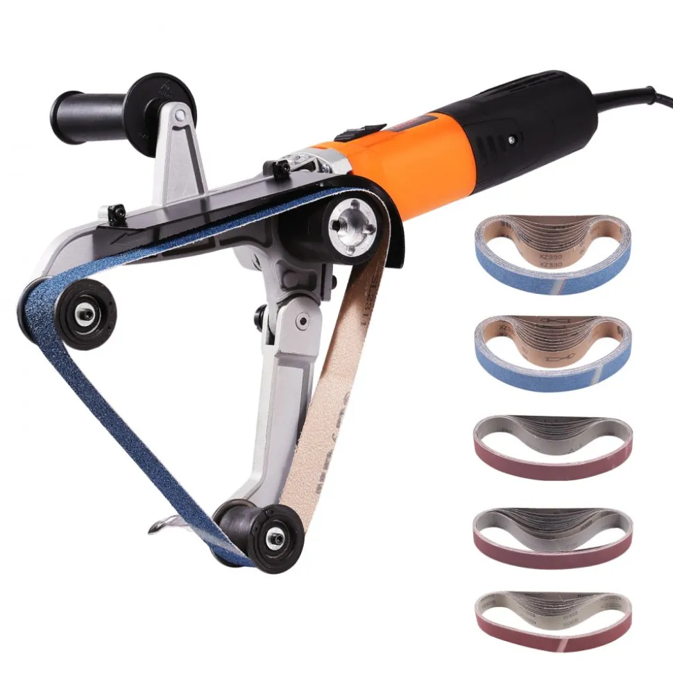 VEVOR Pipe Tube Polisher Sander, 1000W Pipe Belt Sander with 6 Variable Speeds 1100-3200rpm, Professional Belt Sander Grinding Machine with 50PCS Sanding Belts for Burnishing Finishing Rust Removal