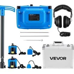 VEVOR Pipe Water Leak Detector with 4 Sensors, 1Hz-10000Hz, 7" Touchscreen Underground Plumbing Leakage Detection Locator with 3 Listening Rods, Headphones, 8GB Card & Carry Case for Indoors Outdoors