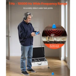 VEVOR Pipe Water Leak Detector for Indoors, 1Hz-10000Hz, 7