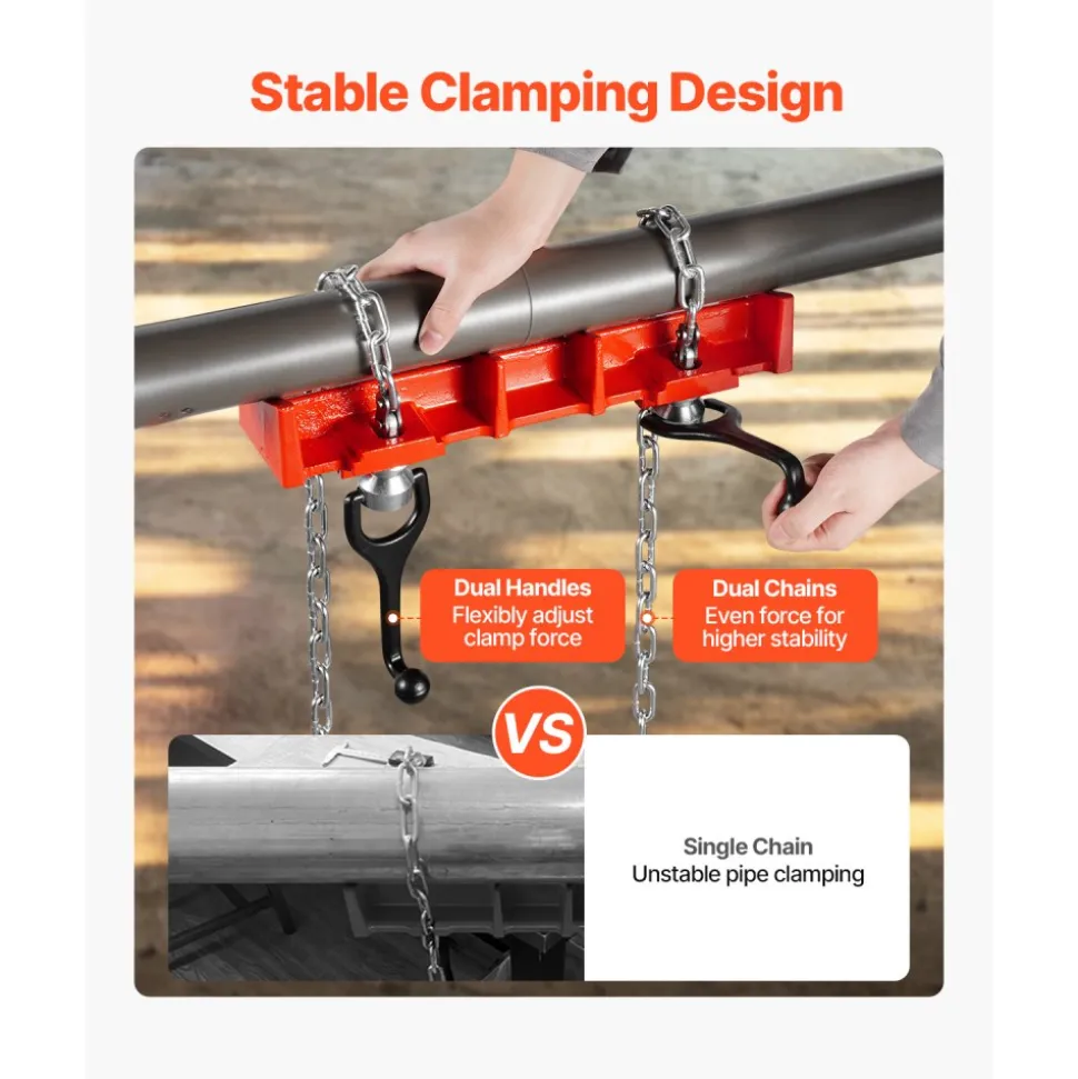 VEVOR Pipe Welding Vise, 1/2" to 8" Pipe Welding Clamp with Dual Chains & Crank Handles, Heavy-Duty Cast Iron Welding Vise for a Variety of Pipes