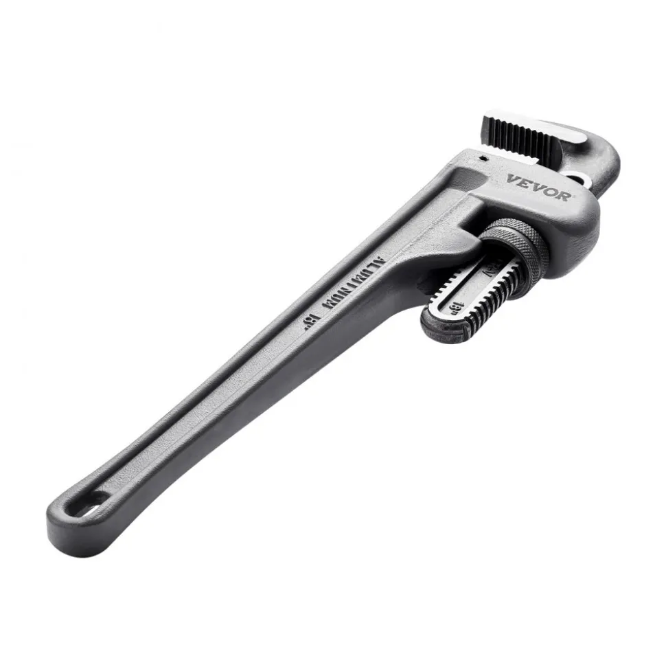 VEVOR Pipe Wrench, 18" Aluminum Straight Pipe Wrench, Adjustable Plumbing Wrench, with High Strength Jaw and Ergonomic Handle, Easy to Carry, Hangable Design, for Water Pipes, Automotive Repairs