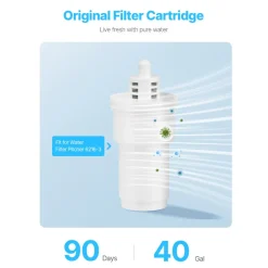 VEVOR Pitcher Water Filter Replacements, 3-pack 5-stage Water Filter for Pitchers and Dispensers, No BPA, Last 3 Months or 40 Gallons, Reduce Limescale, Lead, Chlorine, for Water Filter Pitcher 6216