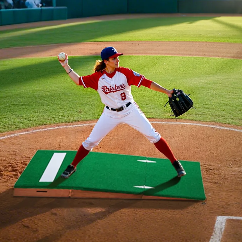 VEVOR Pitching Mound, Portable Baseball Pitcher's Mound, 85 in Indoor Outdoor Pitching Practice and Training Equipment, Softball Pitching Aids with Antifade Turf, Pitching Rubber, Adjustable Base