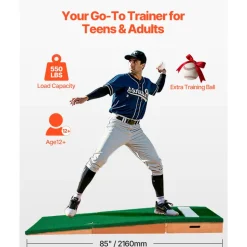 VEVOR Pitching Mound, Portable Baseball Pitcher's Mound, 85 in Indoor Outdoor Pitching Practice and Training Equipment, Softball Pitching Aids with Antifade Turf, Pitching Rubber, Adjustable Base